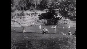 1932 American Austin crosses the Pudding River in Oregon