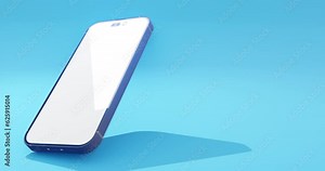 white screen mobile phone with 3d video illustration there is a map symbol object rotating on a blue background