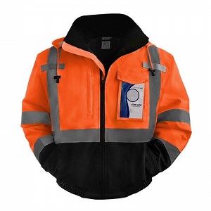 TCCFCCT Hi Vis Jackets for Men, Class 3 Reflective Safety Jackets for Men, Waterproof High Visibility Winter Bomber Rain Jacket for Mens Construction Work, High Vis Jacket, Meets Ansi, J-Orange XL