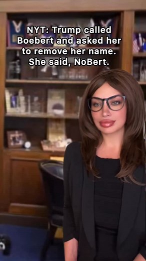 According to the NYT Trump called Boebert ro remove her name from the Epstein file discharge petition: she said NoBert. #laurenboebert #parody #trump #politicalsatire #politicalcomedy #politicalhumor #releasethefiles #instafunny | Mermaidmamamaggie