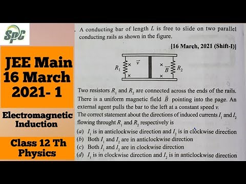 A conducting bar of length L is free to slide on two parallel conducting rails as shown in the figur