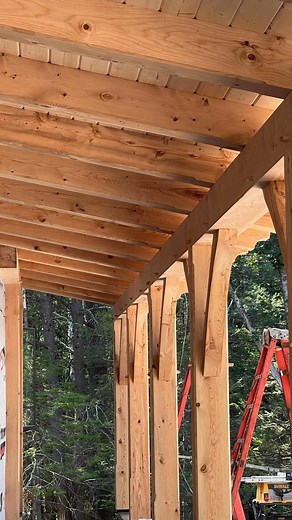 Shelter Institute on Instagram: "Timber framed covered porch build. • • • • #timberframe #timberframing #housebuilding #homebuilding #woodworking #shelterinstitute #construction #homeownership #satisfying #explore #handmade #home #thinkbuildlive"