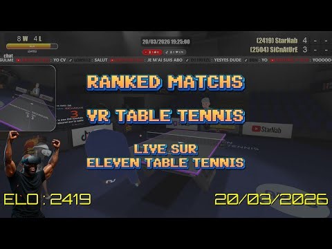🔴LIVE ping-pong VR 🏓 Vitesse, Précision, Victoire Assurée🏓 ELO➡️2466