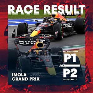 208K views · 58K reactions | 1-2 BABYYYYY!  Race result | ImolaGP  Max P1! , Checo P2! , NOR, RUS, BOT, LEC, TSU, VET, MAG, STR. | Oracle Red Bull Racing | Facebook