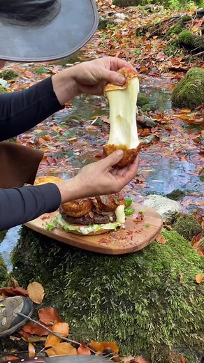 Cooking Cheeseburger (Lamb) in the Forest | Almazan Kitchen