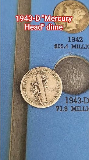 this is a 1943-D mercury dime and it is 1 of 71,949,000 minted #silverdime #coins #silver #subscribe