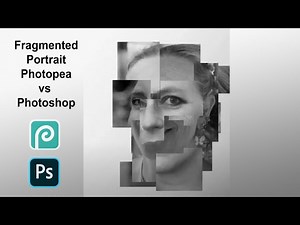 Fragmented Portrait using Layer Masks in Photopea vs Photoshop