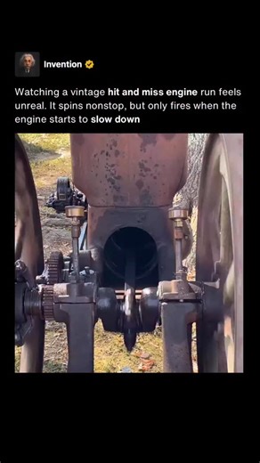 There’s something hypnotic about an old hit and miss engine when it’s running smoothly, especially when you realize it is not firing constantly like a modern motor. Instead, it pulses with power only when it needs to, then coasts in silence as the heavy flywheel keeps everything moving. These engines were designed to regulate their own speed using a mechanical governor system. When the engine reaches a set RPM, the governor holds the exhaust valve open or prevents fuel ignition, causing it to “m