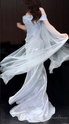 The Ice Silver Satin Gown Of Your Dream Cinderella Look❤️ #couture #weddingdress #shorts