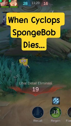 Cyclops SpongeBob Death Emote Be Like: His Soul Left the Body 💀😂 #spongebob #remix #mobilelegends