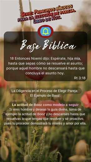 Rut 3:18 Diligencia y Amor, el ejemplo de Booz.