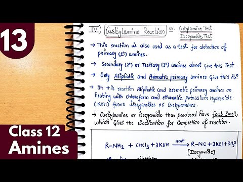 13) Carbylamine reaction| Isocyanide Test or Carbylamine Test| Test for 1° primary amine Class12