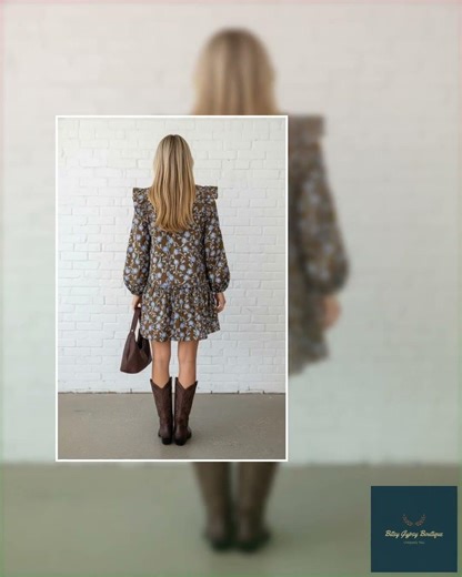 Floral Ruffle Collar Buttoned Long Sleeve Dress