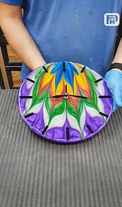 Abstract resin wall clock handmade epoxy art