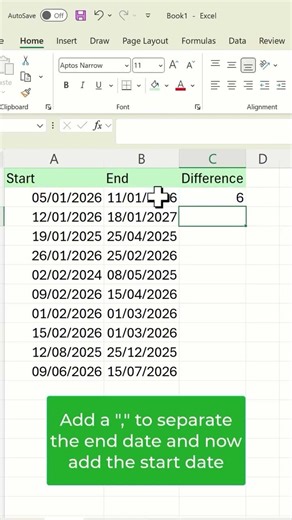How to find the difference between the two dates in Excel