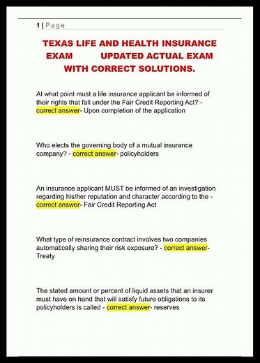 Texas Life And Health Insurance Exam Updated Actual Exam Wit video