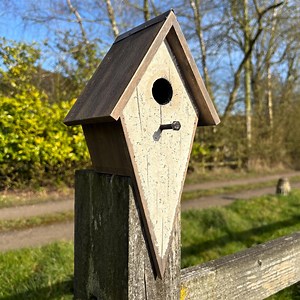 Antique White Pitched Roof Birdhouse With Rustic Distressed Finish - Bird House - Etsy