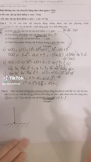 Ứng dụng đạo hàm trong tính toán vận tốc