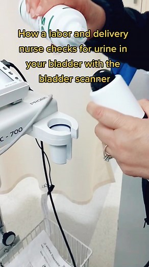 Yearly competency with the bladder scanner, we use it to check for residual urine! #laboranddeliverynurse #nurse #bladderscanner #pee