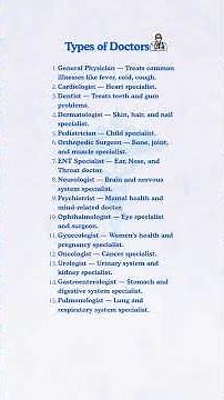 "Types of Doctors and Their Specializations | Medical Professions Explained" #shorts #doctors