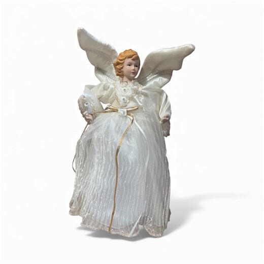 Animated Angel Tree Topper 12” Christmas Decoration With Porcelain, Lace - Etsy