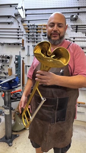 Showcasing what it takes to bring a trombone bell in this shape back to life! #trombone #instrumentrepair #trombon #brassrepair #jlandressbrass #annealing