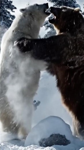 Polar Bear vs Grizzly Bear Epic Wild Battle! | Insane Animal Fight Short #epicshowdown #animals