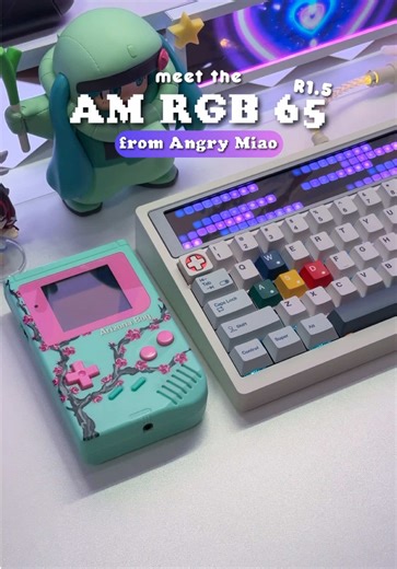 ⭐️ my Game Boy inspired keyboard 👾💙 this is the AM RGB 65 R1.5 from @Angry Miao! the colorway and design feel incredibly nostalgic while still looking futuristic, almost like a collectible pulled straight out of a retro tech dream~ 😍🎮💫 it's definitely one of the coolest and THOCKIEST Angry Miao keyboards!! LOVE IT SO MUCH #gameboy #retrogamer #mechanicalkeyboard #pcsetup #gamingsetup