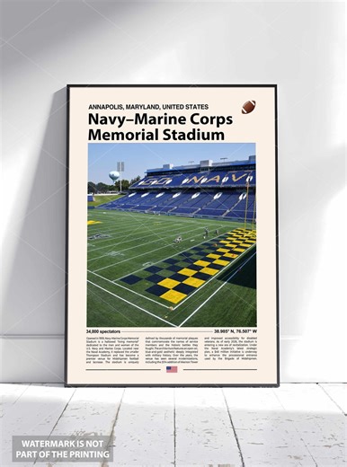 Navy Marine Corps Memorial Stadium Print, Football Stadium Print, College Football Wall Art, Sports Print, Game Day Gift - Etsy UK