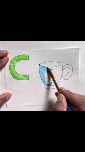 How to colour C for CUP | step by step #alphabet #art #cforcup #shots #drawing #colour
