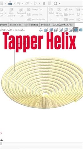 Hitesh Malviya on Instagram: "How to design a spiral curve with the help of tapper helix in solidworks 😀😀😀 #solidworkstutorial #malviyacad #solidworks"