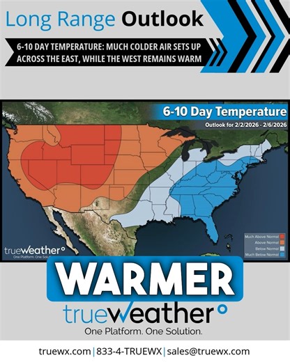 𝙇𝙊𝙉𝙂 𝙍𝘼𝙉𝙂𝙀 𝙊𝙐𝙏𝙇𝙊𝙊𝙆 - Colder air dominates the eastern half of the United States through the first third of February, with widespread below-normal temperatures and an increasing signal for much colder than normal conditions in the Northeast. Farther west, a pocket of above-normal warmth holds from the Great Basin before extending into the Northern Plains heading into the second week of February. Precipitation remains limited across most of the country, with near or below-normal am