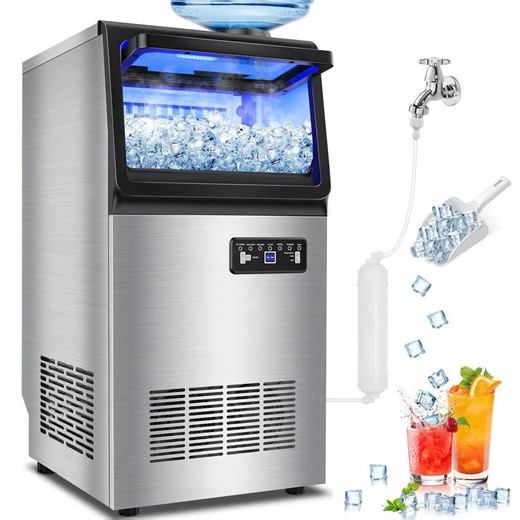 Reviews for Gilati 14.17 in. 120 lbs. / 24H Full Size Cube Commercial Freestanding Ice Maker with 30 lbs. Storage Bin in Stainless Steel | Pg 1 - The Home Depot