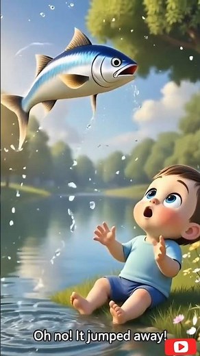 Baby’s First BIG Fish 😱🎣 Cute CartoonFishing Story #BabyCartoon#FishingStory #KidsAnimation#CuteBaby