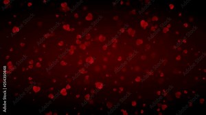 Red hearts randomly fall down on a red-black background. Can be used for different holidays. For example, for Valentine's Day.