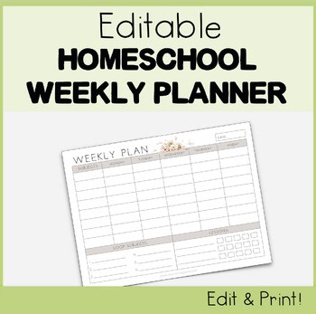 Editable Homeschool Weekly Planner PDF | Printable Schedule | Daily Routine