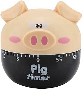 Cute Cartoon Pig Kitchen Timer Cooking Timer Cooking Mechanical Home Decor Counters for Cooking Timing Tool(Khaki)