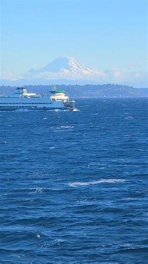 No Time, On board the Bainbridge Island to Seattle, Washington ferry as we cross paths with the Seattle to Bremerton ferry. Mount Rainier, Tahoma always stunning when she's out | Good Dad Bad Man