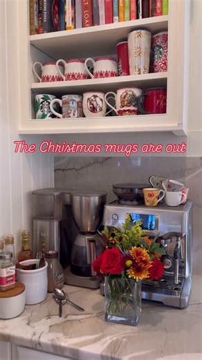 Andrea on Instagram: "I have collected Christmas mugs since college! I just love them and each one has a memory. There are Mugs from late night college study sessions at Starbucks. I also would buy the best to-go mugs from over the years from Starbucks. I remember finding a cute Christmas mug with the kids, my Christmas dishes from PB that I use now until April, and by beloved Villeroy and Bach we purchased at Christs Kindlemas market in Indiana."