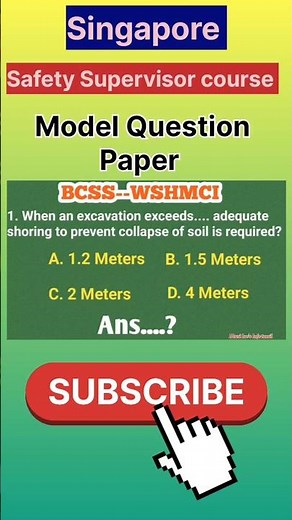 Singapore safety Supervisor course (model Question paper) #wshmci #bcss