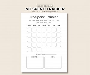 No Spend Tracker Printable | Monthly No Spend Calendar | Budget & Savings Tracker | Digital Download - Etsy Australia