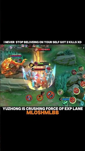 MLBB : I NEVER STOP BELIEVING ON YOUR SELF GOT 2 KILLS XD | YUZHONG EXP LANE GAMEPLAY #MLBB #short