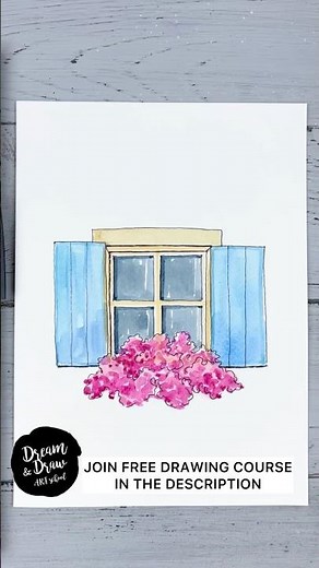 How to Draw a Window with Flowers 🏡💗 Tutorial for Watercolor Sketching Beginners