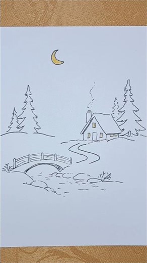 How to Draw a Cozy Winter Night | Winter Wonderland