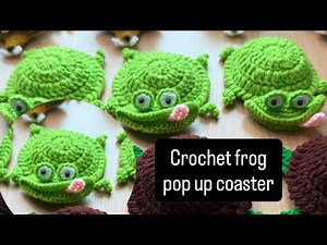 Crochet frog animal pop-up coaster complete tutorial, how to make touch me not coaster