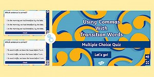 Using Commas With Transition Words Interactive Quiz for 3rd-5th Grade