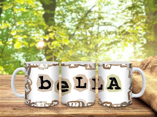 Personalized Name Mug, Vintage Alphabet Collage, Valentine's Day Gift - Etsy