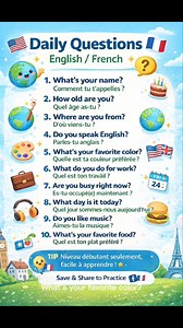 72K views · 1.1K reactions | Daily English Questions You Must Know #LearnEnglish #EnglishQuestions #DailyEnglish #BasicEnglish #EnglishForBeginners #SpeakEnglish #EnglishEveryday | anglais facile | Facebook