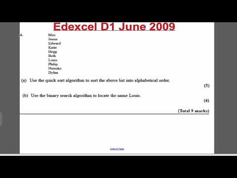 Binary Search Algorithm (Exam Qs 4) D1 EDEXCEL A-Level
