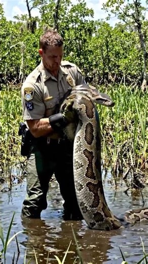 “Face to face with danger—capturing a deadly python 🐍🔥”